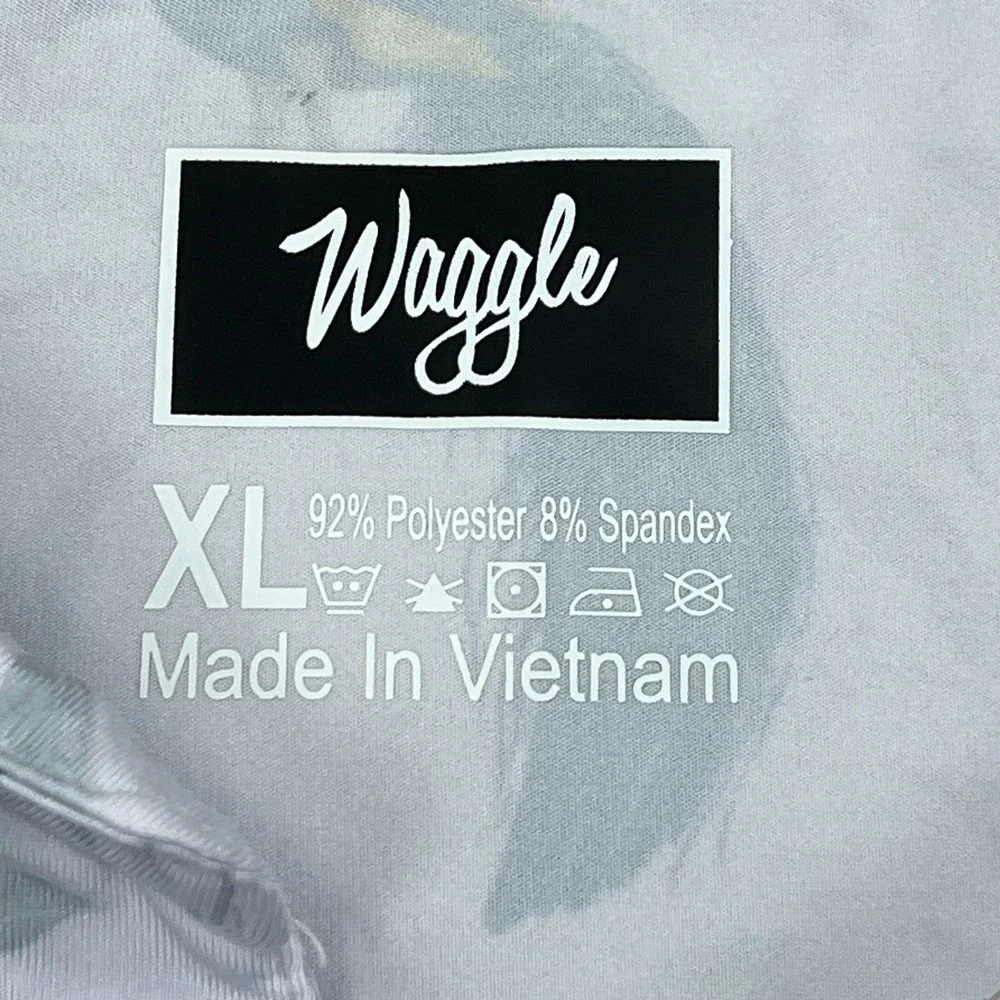 Waggle Polo Shirt Women's XL White Peacocking Bird AOP Golf Athletic Wicking Top - Picture 2 of 9